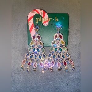 BNWT Piper K Festive Crystal Tree Earrings $55